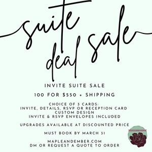 Wedding Invitations Suite Deal Sale! Maple and Ember